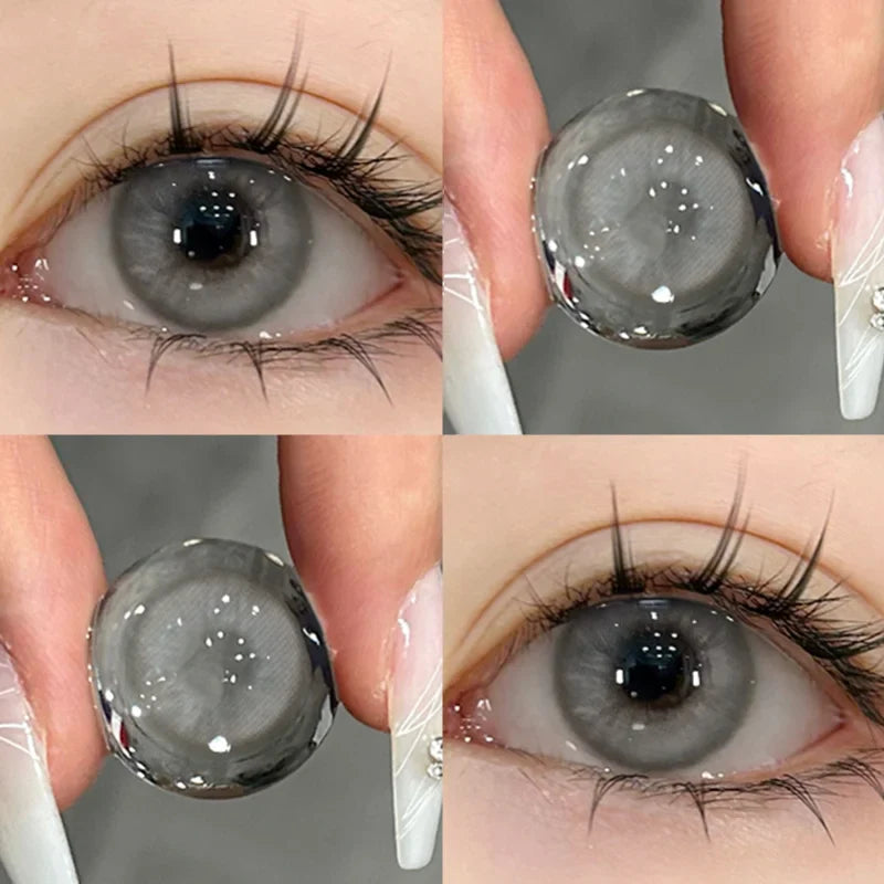 2pcs/Pair Color Contact Lenses with Degree Myopia Lenses Grey Lens Comestics Natural Eyes Lenses Beauty Pupils Yearly