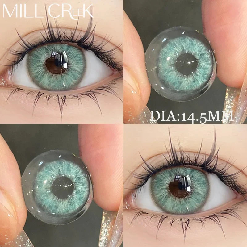 1 pair Color Contact Lenses with diopters Green Myopia Beauty Lens Cosmetic Color Pupils Contact Lenses Free Shipping
