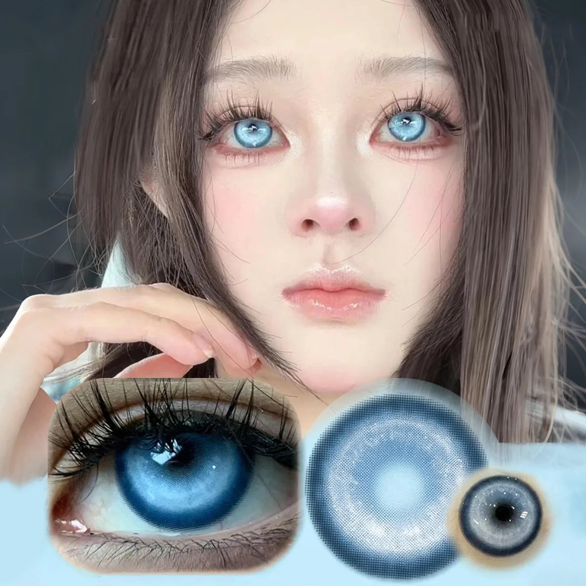 Eye Eyes Color Contacts Colored Contact Lenses Lens Small Pupil Enlarging Cosplay Blue Soft 2Pcs 1 Year Use