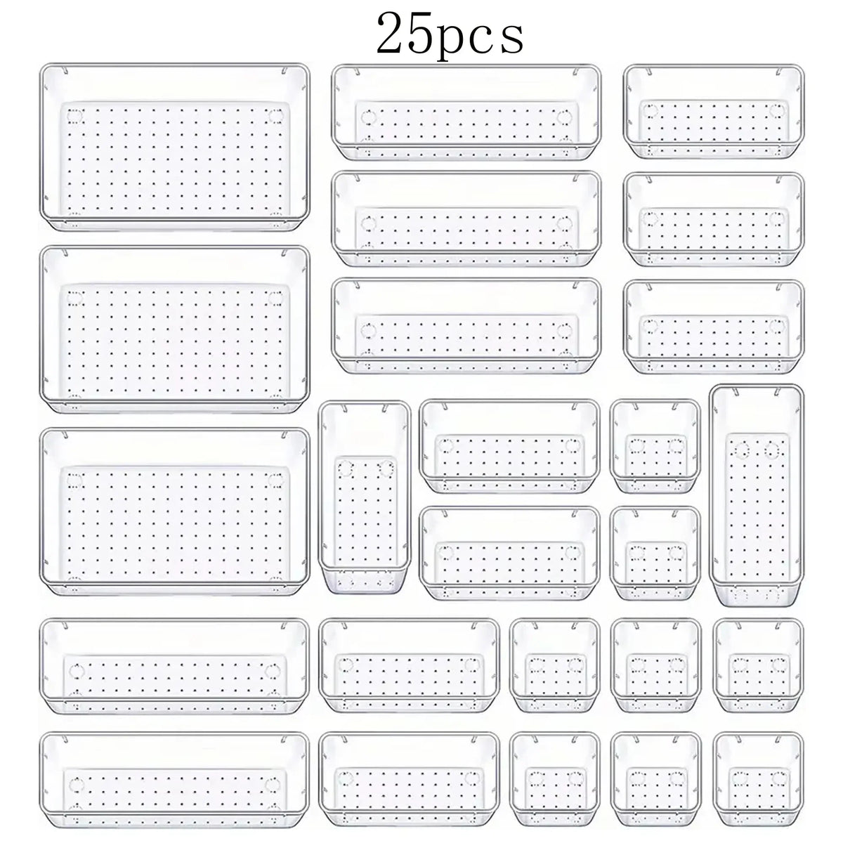 Multifunctional Transparent Drawer Organizer Set (4/8/13/25/28-Piece Sets) — For Storing Cosmetics, Jewelry, and Office Supplies