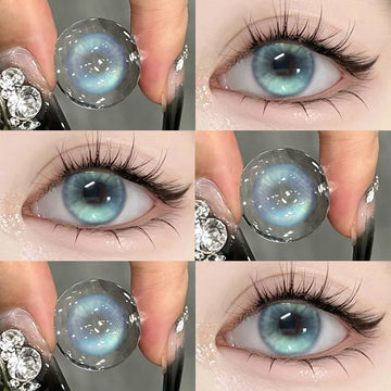 2PCS Contact Lenses Colored Lenses for Eyes with Diopters Green Natural Lenses Cosmetics Beauty Pupils Yearly
