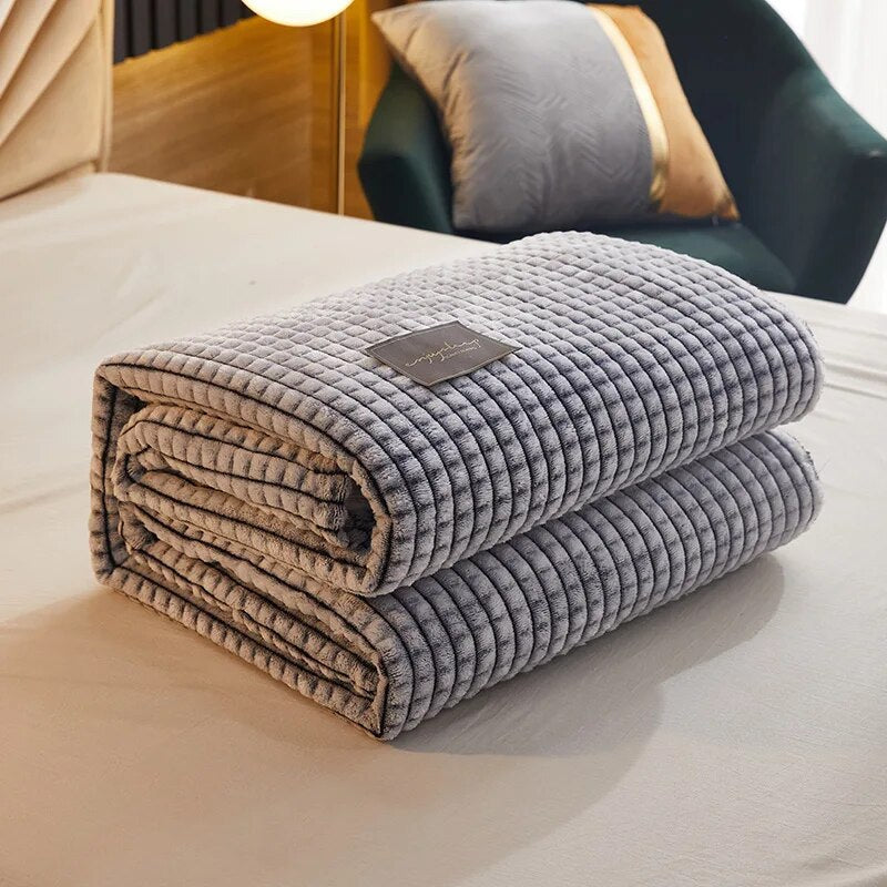 Blanket for Bed Sofa, Milk Flannel Warm Soft Winter Blankets And Throws Thick Wool Fleece Throw Bedspread Same Size