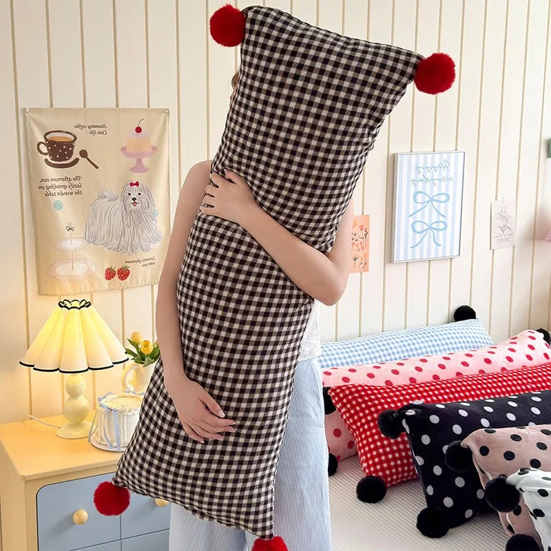 1PC 40x115cm INS Plush Long Milk Velvet Pillow Case for Women Sleeping Side Soft Pom-pom Ball Pillowcase Cover Home Decoration