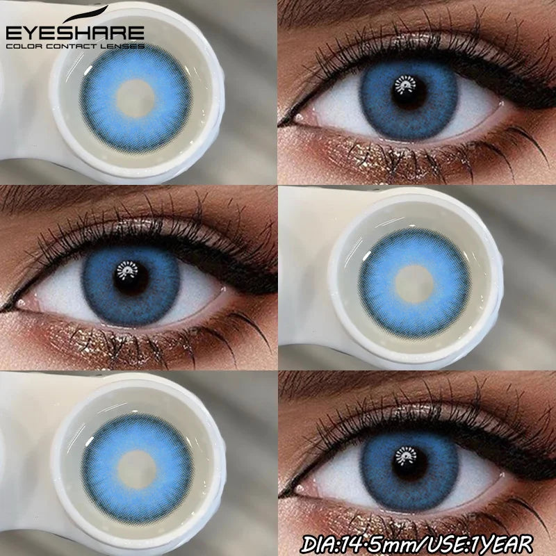 1Pair Fashion Colored Contact Lenses for Eyes Big Blue Eye Lens Natural Yearly Cosmetics Beauty Women Men Pupils