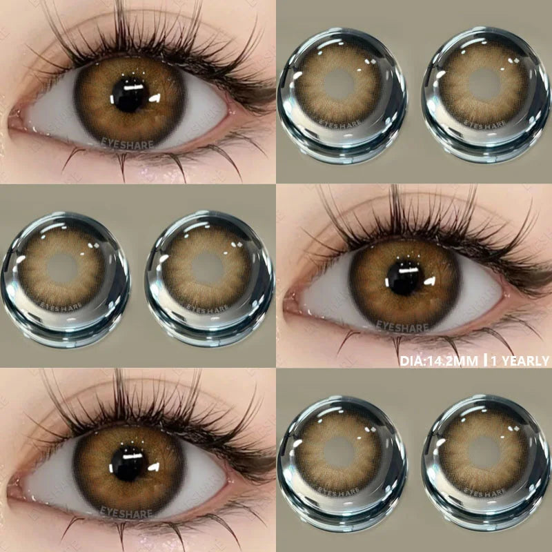 1Pair Color Contact Lenses for Eyes Natural Brown Lenses Fashion Blue Lenses Green Eye Contacts Yearly Use Eye Lens