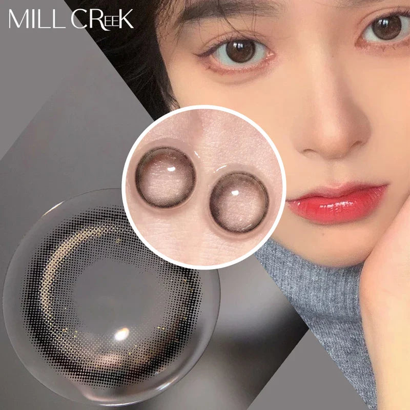 Two Pairs of Large Diameter Black Eye Color Contact Lenses Prescription Myopic Band Diopter Lenses Eye Use Cosmetics Naturally