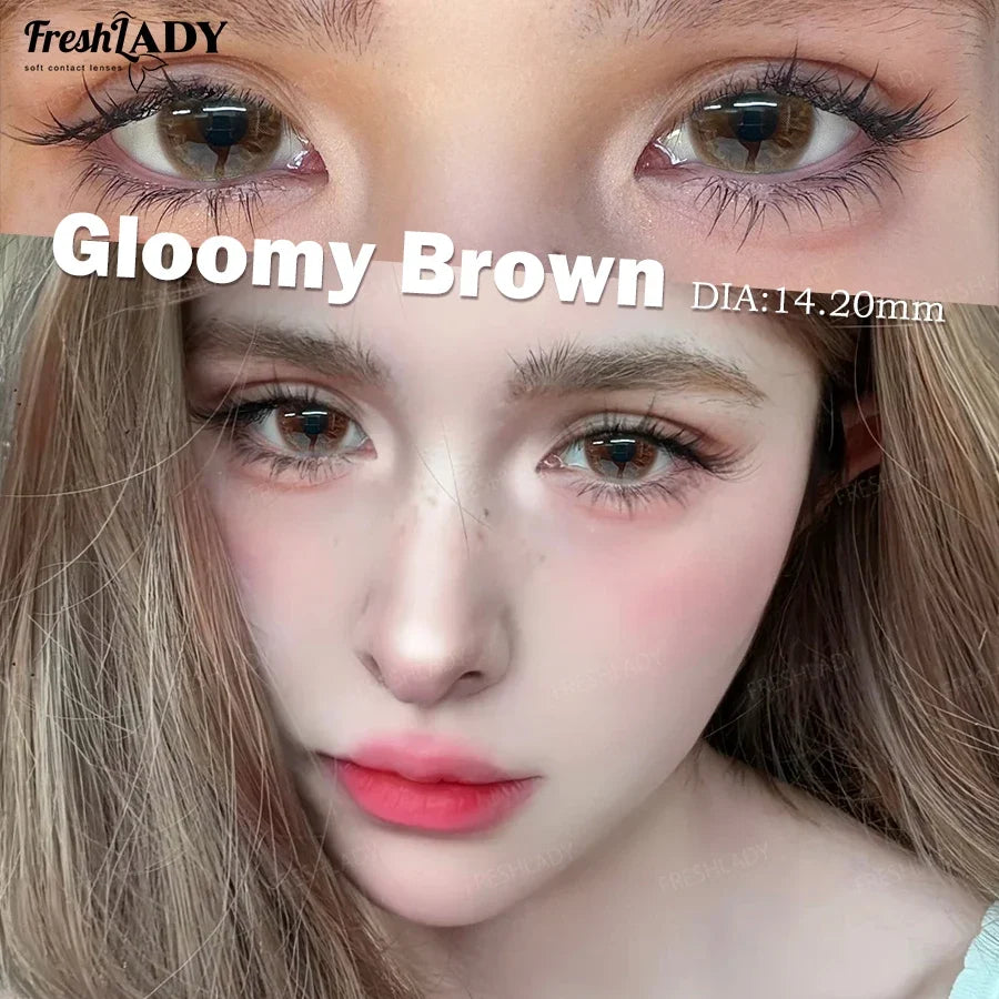 1 Pair Gray Colored Contact Lenses Natural Brown Pupils Eyes Contact lenses Soft Contacts 14.20mm
