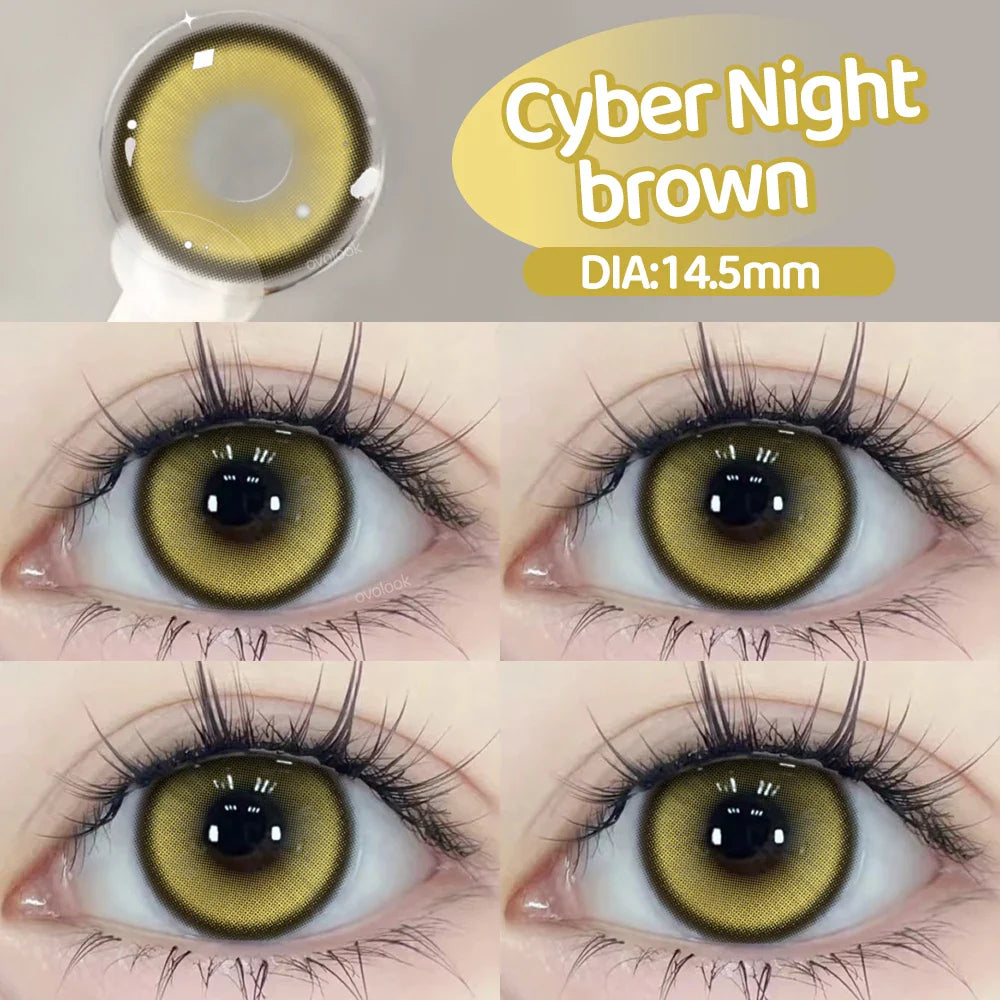 2pcs/pair Cyber Series Halloween Colored Contact Lenses for Makeup Eyes Big Pupils Red Contact Lenses Brown Lens Myopia