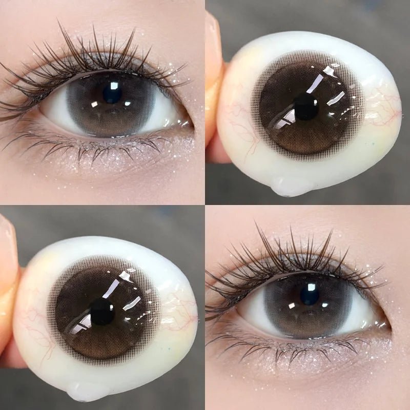 1 Pair Brown Eye Lenses Korean Natural Lenses Color Contact Lenses Eyes with Degree Black Beautiful Pupil