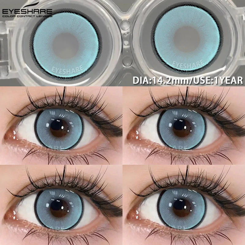 1pair Blue Contact Lenses For Eyes Korean Cute Lens Eye Makeup Pupil Brown Softlenses Women's color contact lenses