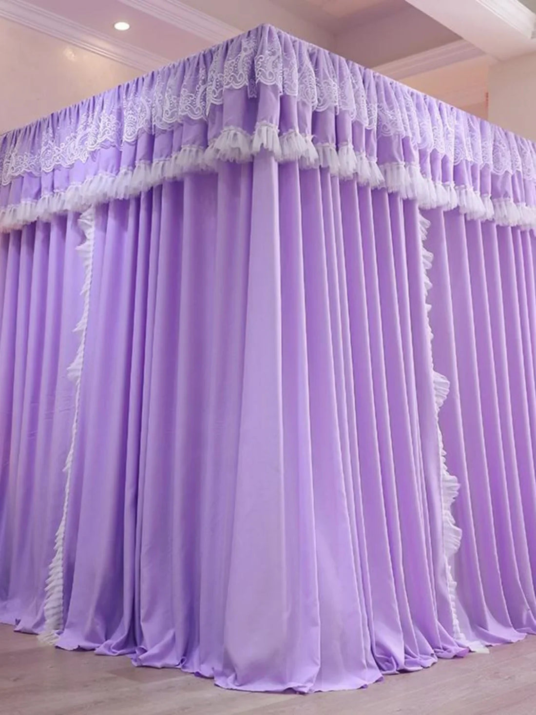 Princ Sle Double Layer Floor Length Court Mosquito Net Inteated Tee Door Opening Dust Proof Bed Curtain Bed Canopy