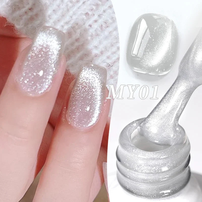 Pink Light Flow Cat Magnetic Gel Nail Polish 10ml Holographics Shining Line Magnetic Long Lasting DIY Salon Varinsh