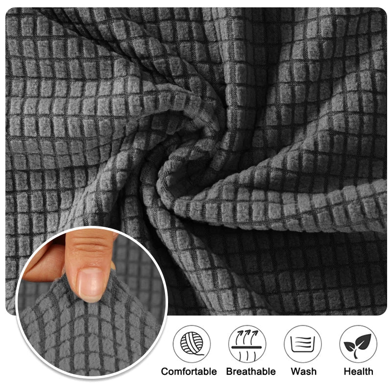 Solid Elastic Adjustable Sofa Cover,Non-slip Jacquard Corn Fleece Slipcover for Living Room Pet Anti-Scratch Dustproof Full Wrap