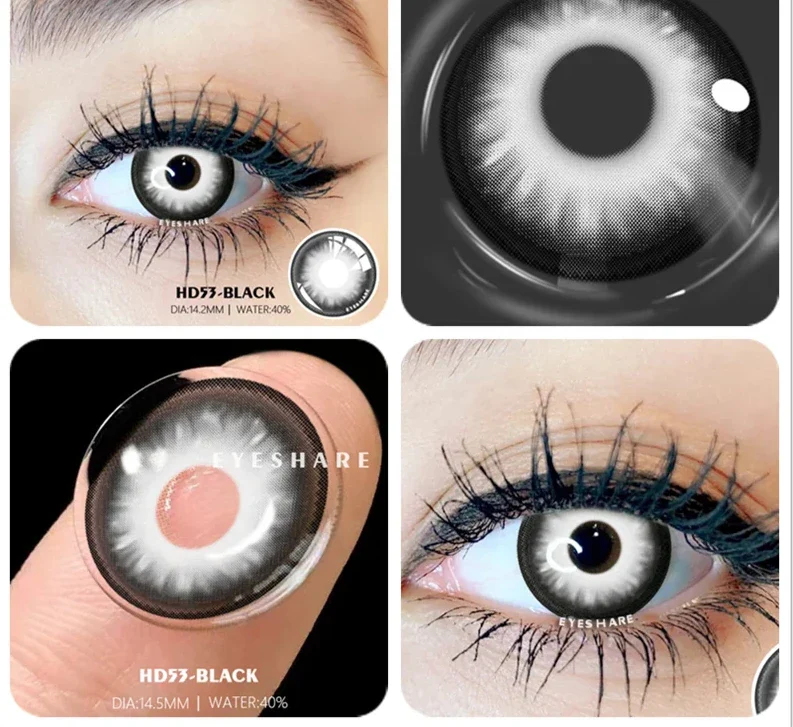 1pair Halloween Contacts Lenses Color Contact Lenses for Eyes Yearly Anime Cosplay Contacts White Lenses Black Lenses