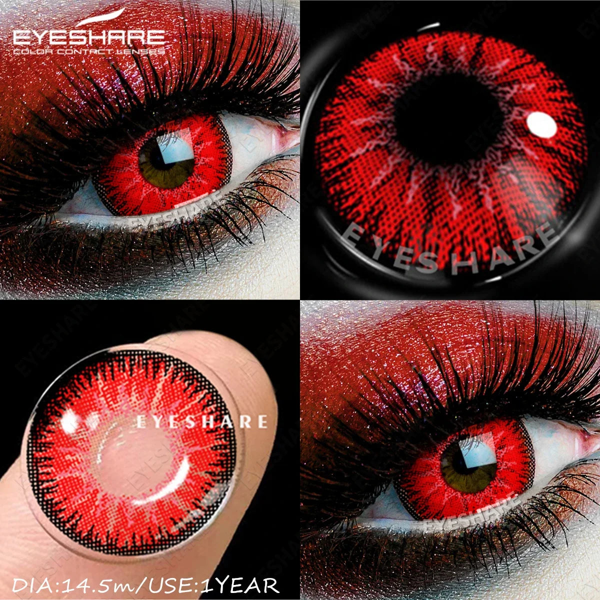1Pair Cosplay Colored Contact Lenses Vampire Red Eyes Contact Anime Blue Purple Eyes Beauty Makeup Lenses For Halloween