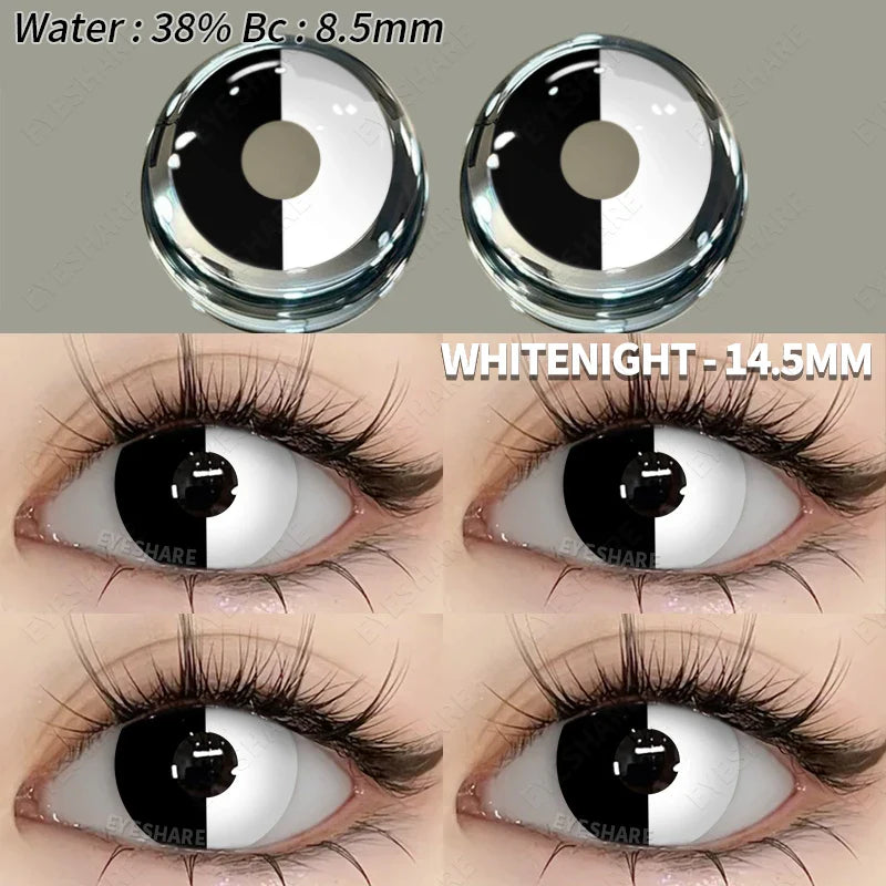 Colored Contact Lenses for Eyes Cosplay Contact Lenses Crazy Lenses Halloween Eyes Lens 1Pair White Lenses Black Lenses