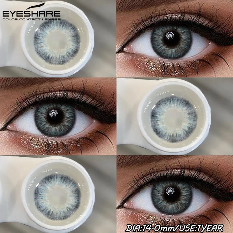 1Pair Fashion Colored Contact Lenses for Eyes Big Blue Eye Lens Natural Yearly Cosmetics Beauty Women Men Pupils