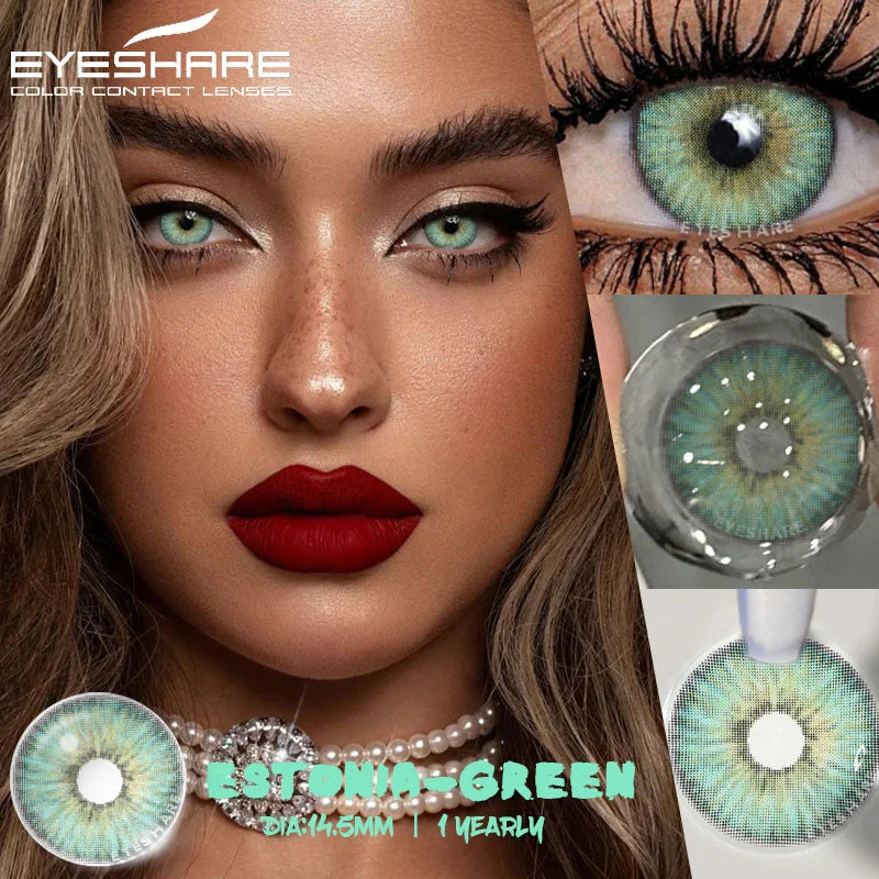 1Pair Color Contact Lenses for Eyes Blue Eye Lenses Natural Gray Pupils for Eyes Green Lenses Yearly Use Eye Contacts