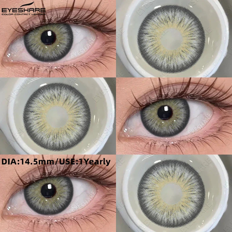 1 Pair Fashion Colored Contact Lenses Popular Natural Gray Brown Beauty Pupils Black Eyes Lens Yearly Blue Eyes Contact