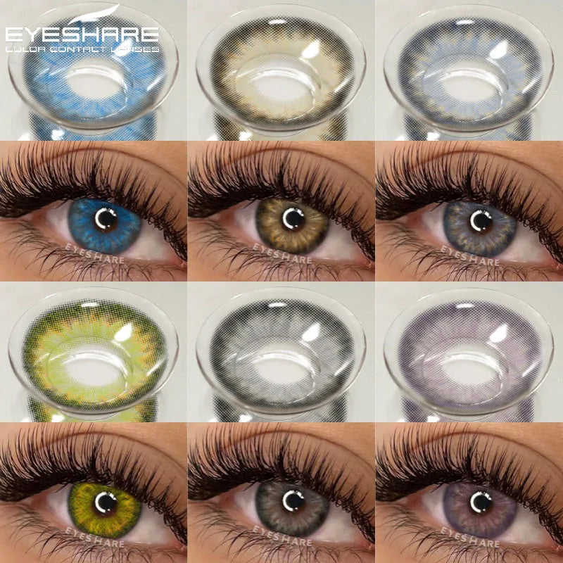 2Pcs Color Contact Lenses for Eyes Natural Gray Eye Lenses Brown Contact Lens Fashion Blue Lenses Green Contacs Yearly