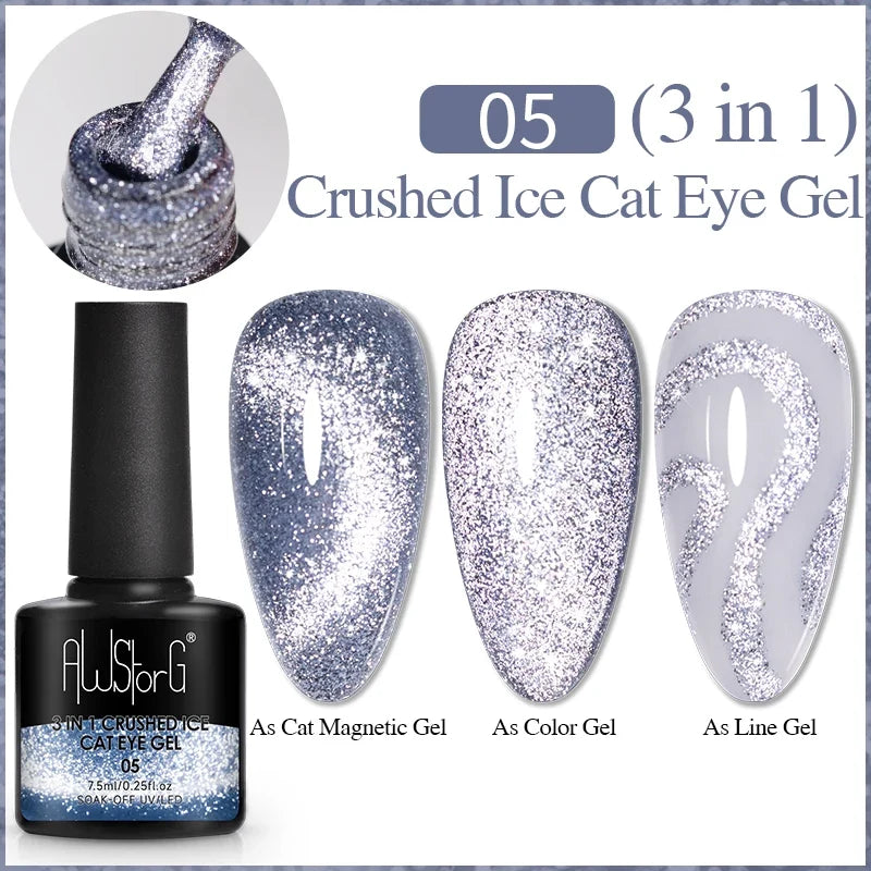 7.5ml Golden Gradient Cat Eye Nail Polish Gel Phototherapeutic Gel Soak Off Nail Magnetic Gel Polish Nail Art DlY