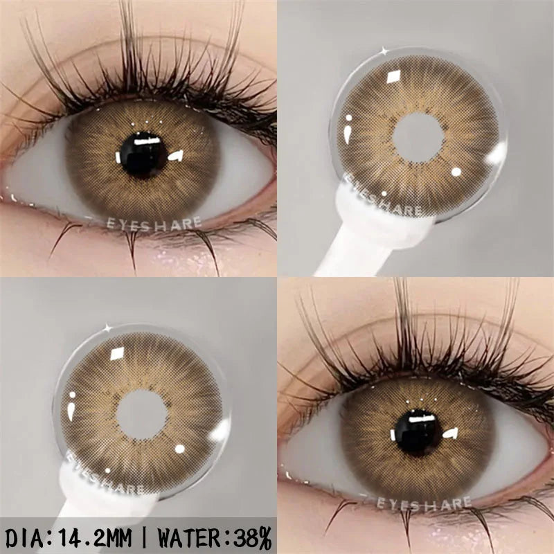 Ikeehome  2Pcs Color Contact Lenses with Eyes Natural Blue Contact Lenses Brown Pupils Beauty Gray Lenses Yearly Green Contacts