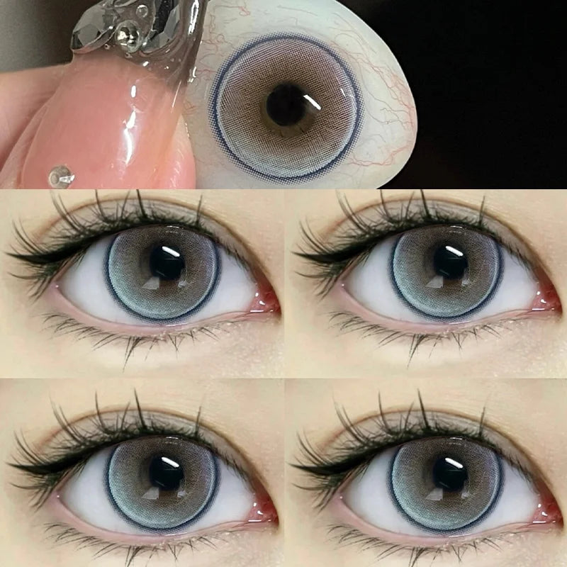 2pcs Color Contact Lenses Pupil Blue Nature High Quality Myopic  Lens Green  Eyes Beauty Makeup Lens Yearly Free Delivery