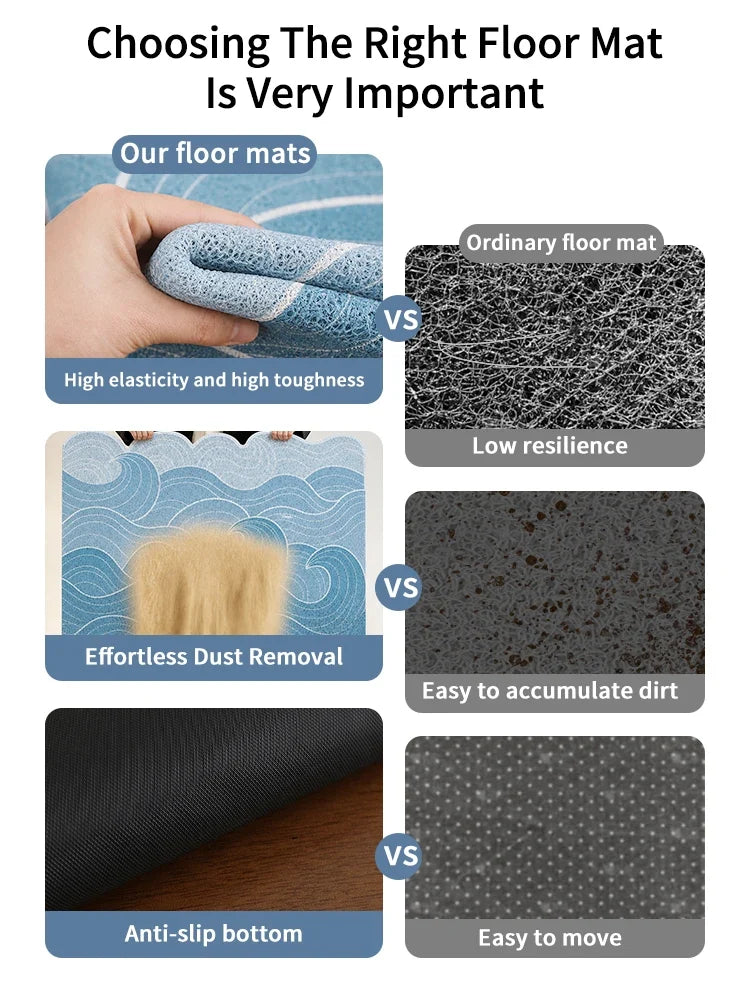 Durable Entrance Mat with Mountain/Wave Design Non-slip Easy-to-Clean Pad for Home Foyer Entrance & Indoor Floors