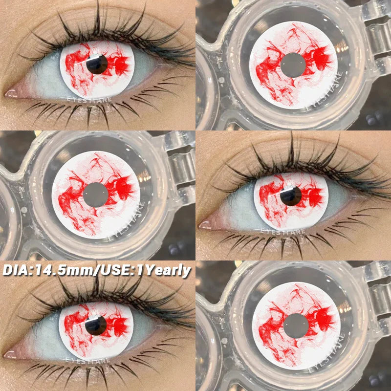 Crazy Halloween Cosplay Anime white Color Contact Lenses for Eyes red Beauty Pupils Role Playing Party Yearly use