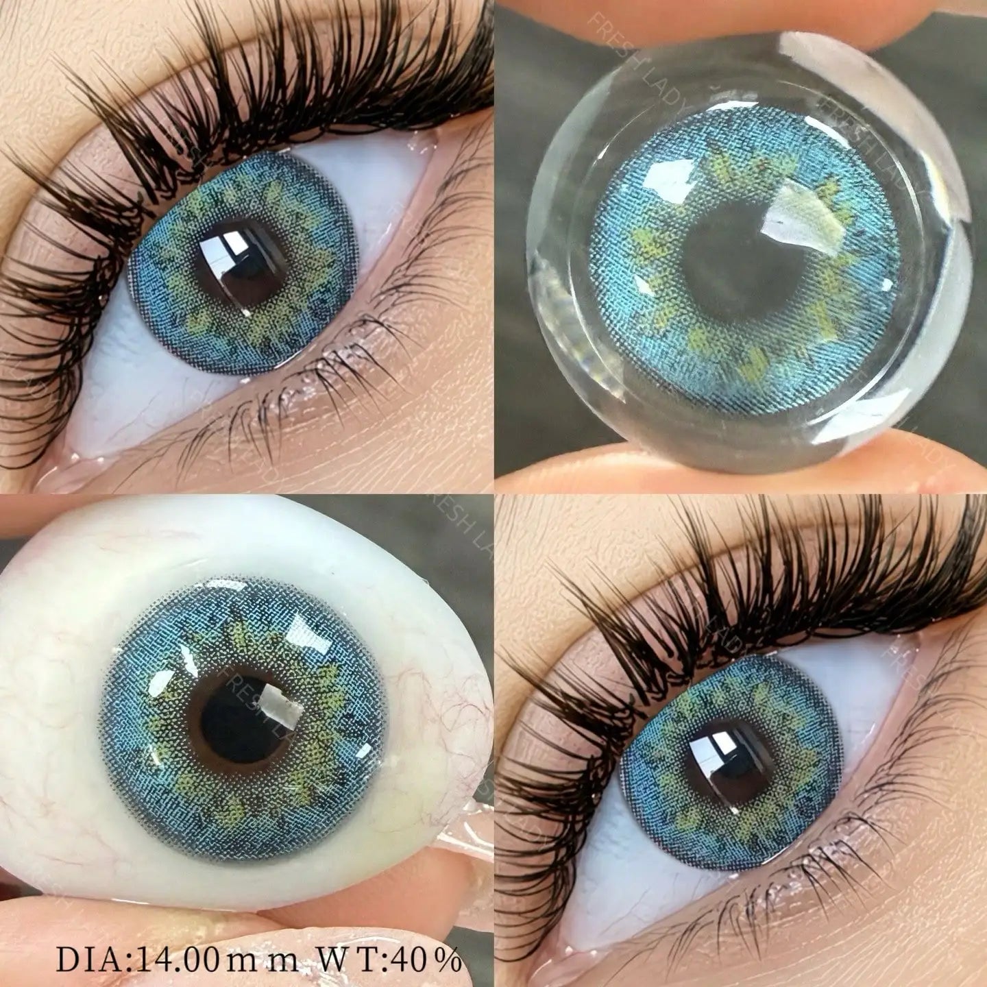 1 Pair Green Colored Contact Lenses Natural Pupils Eyes Soft lenses Soft Contacts 14.00-14.50mm Yearly Disposable