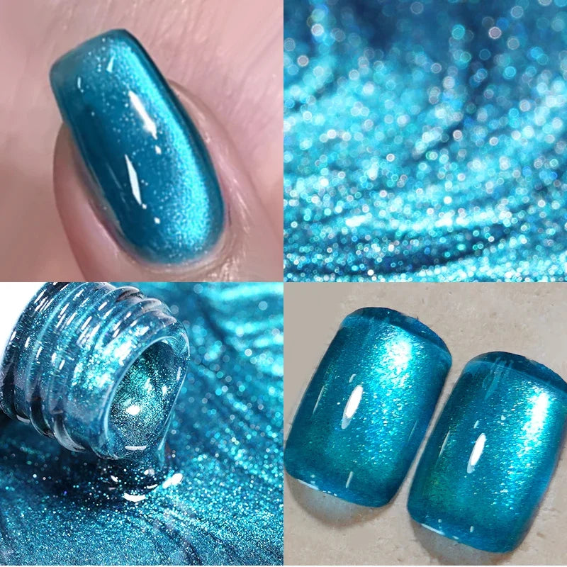 Pink Light Flow Cat Magnetic Gel Nail Polish 10ml Holographics Shining Line Magnetic Long Lasting DIY Salon Varinsh