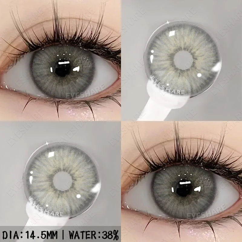 Ikeehome  2Pcs Color Contact Lenses with Eyes Natural Blue Contact Lenses Brown Pupils Beauty Gray Lenses Yearly Green Contacts