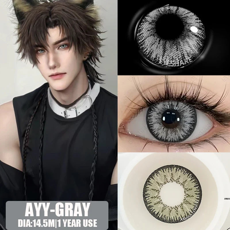 Contact Lenses 1 Pair Green Lenses Red Lens Cosplay Colored Lenses Anime Blue Lens Halloween Colorful Makeup Eye Cosmetic