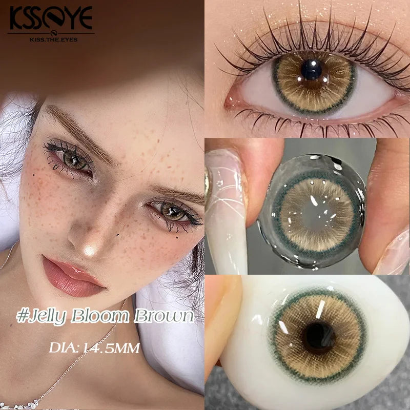 1 Pair 0~-8.00 Myopia Lenses Natural Brown Color Contact Lenses for Eyes with Degree Beauty Cosmetics High Quality Lens