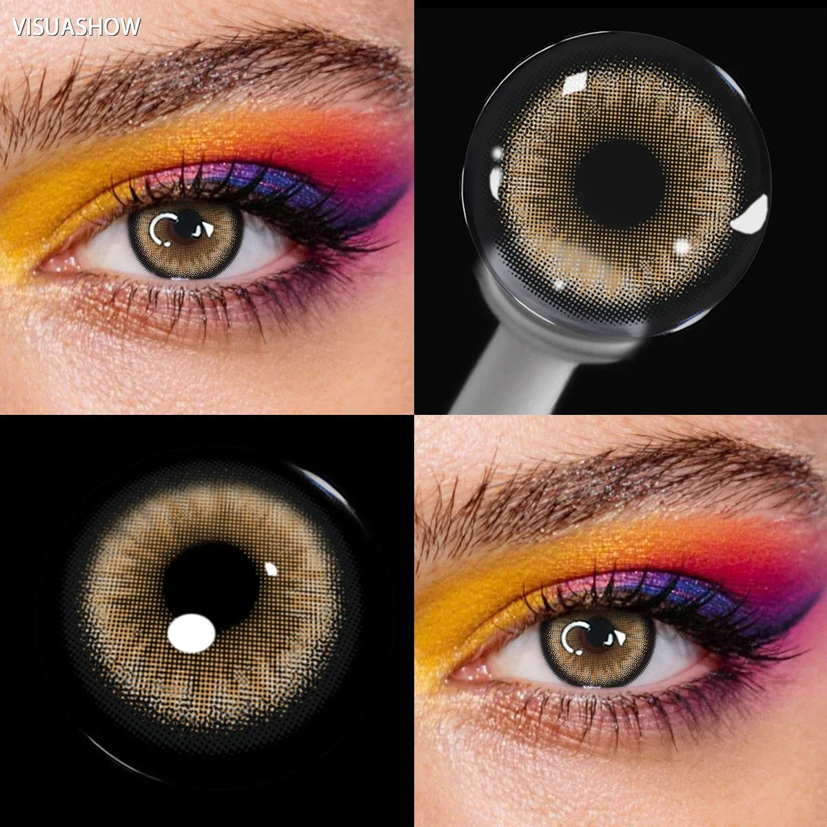 Brown 14.50mm Natural Colored Contact Lenses with Prescription 6 Months Disposable Soft Lens for Eye Cosmetic