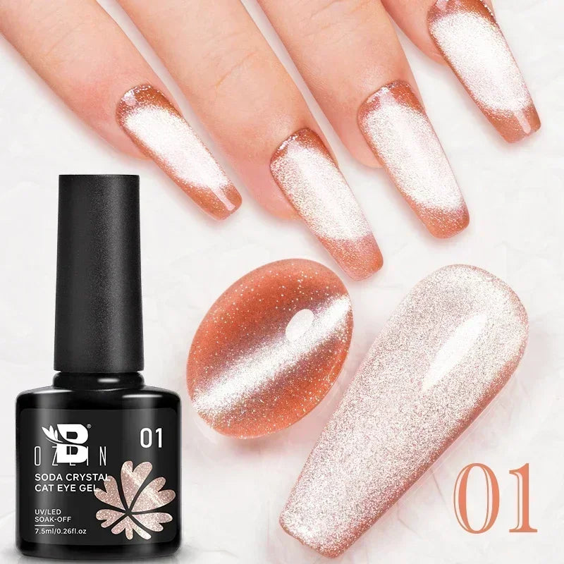 7.5ml Golden Gradient Cat Eye Nail Polish Gel Phototherapeutic Gel Soak Off Nail Magnetic Gel Polish Nail Art DlY