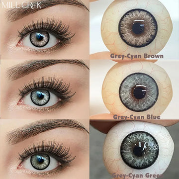 1pair New Colored Contact Lenses with Degree Blue Fashion Green Iris Series Lenses Yearly urban Gray  Make Up Yearly