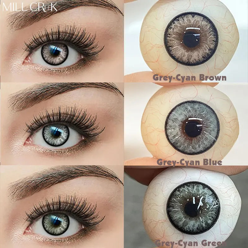 1pair New Colored Contact Lenses with Degree Blue Fashion Green Iris Series Lenses Yearly urban Gray  Make Up Yearly