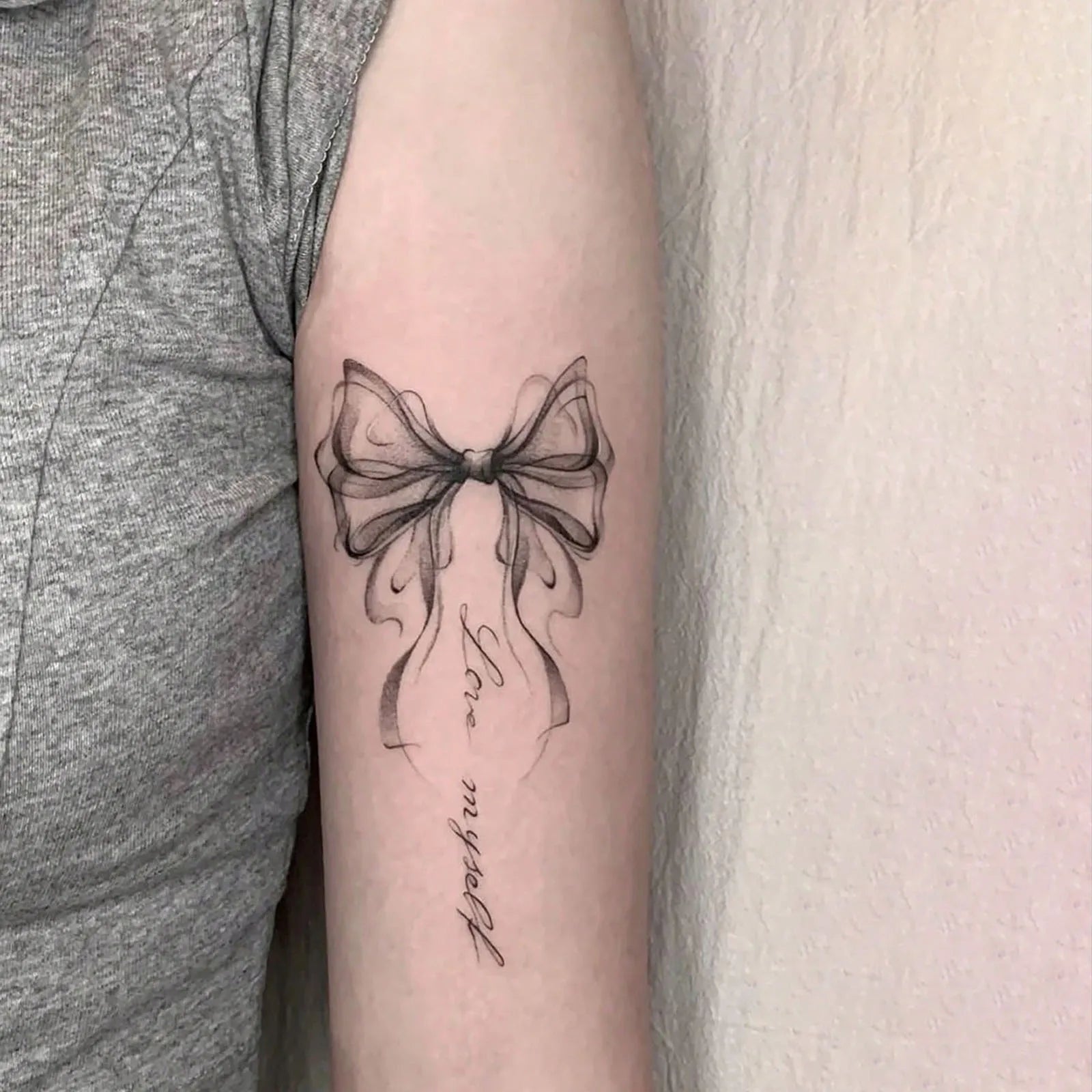 Herbal Tattoo Sticker Semi Permanent, Ink Wash Bow Butterfly Temporary Tattoo, Waterproof Long Lasting Arm Sticker for Women Gir
