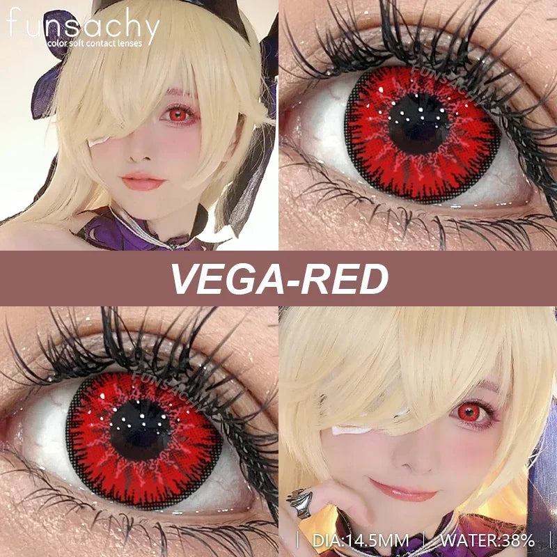 2pcs Hot Cosplay Contact Lenses for Eyes Black Eye Lenses Red Lens Eye Makeup for Halloween Anime Cosplay Crazy Lenses