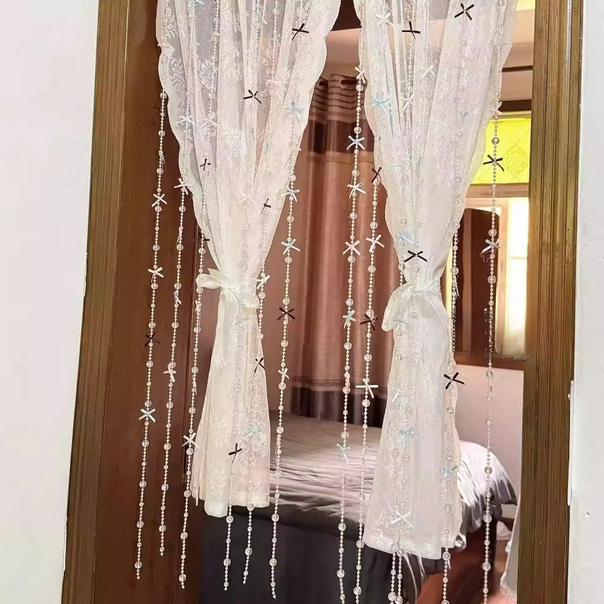 Mosquito-Resistant Door Curtain Beaded  Knot Decorative Finished Product for Girls Bedroom Study Home Toilet Kitchen...