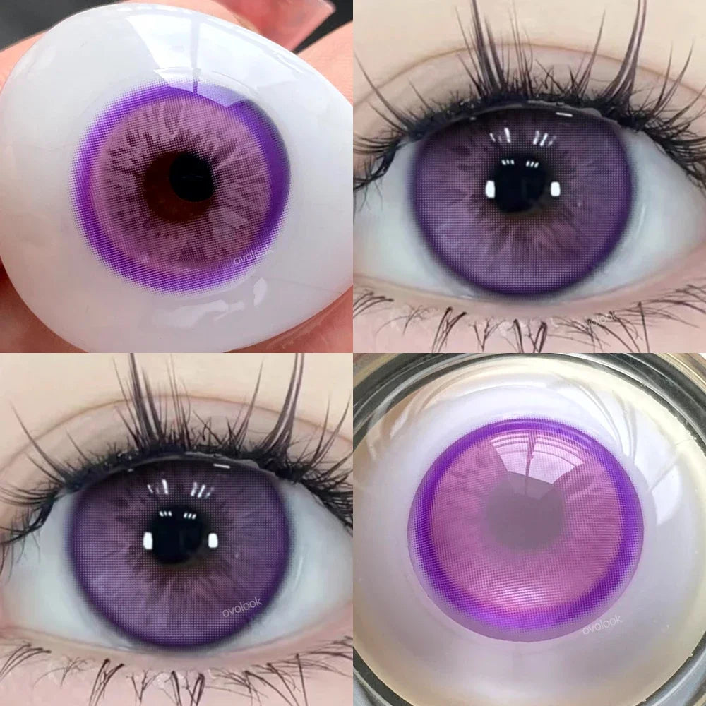 1 Pair Purple Beauty Colored contact lenses For Eyes Halloween Makeup Lens Pupils Fashion Big Eye Lenses Myopia Lenses
