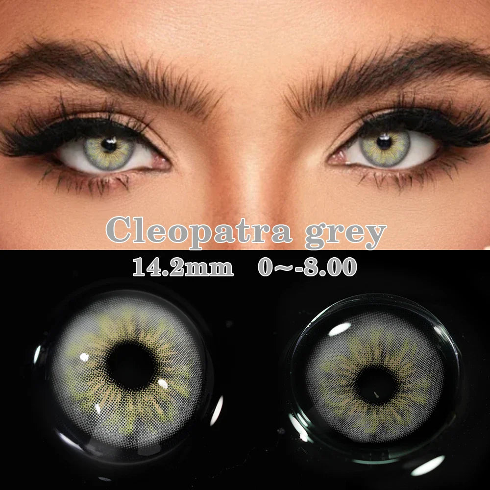 1Pair Colored Contact Lenses with Prescription Myopia Blue Lenses with Degree Gray Pupils Brown Lenses Fashion Yearly