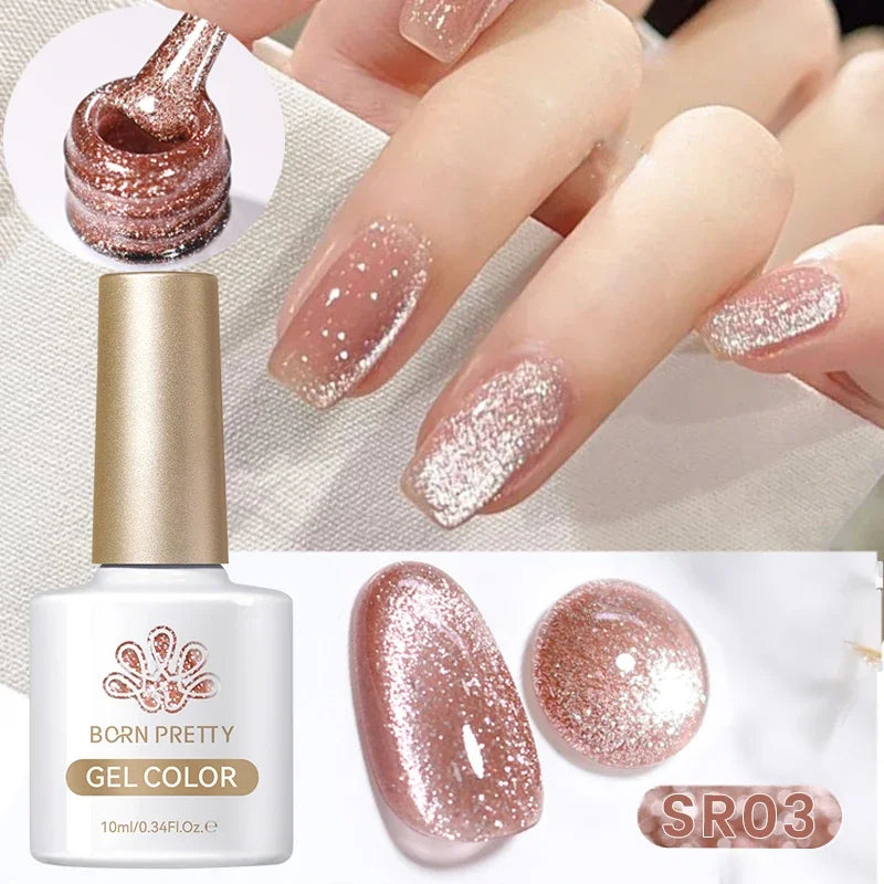 Pink Light Flow Cat Magnetic Gel Nail Polish 10ml Holographics Shining Line Magnetic Long Lasting DIY Salon Varinsh