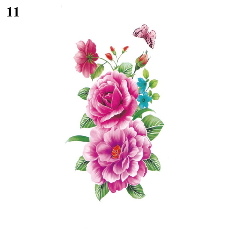 Sexy Black Flower Temporary Tattoos For Women Thigh Men Arm Sleeve Rose Flower Realistic Fake 3D Tatoos Forearm Tattoo Stickers