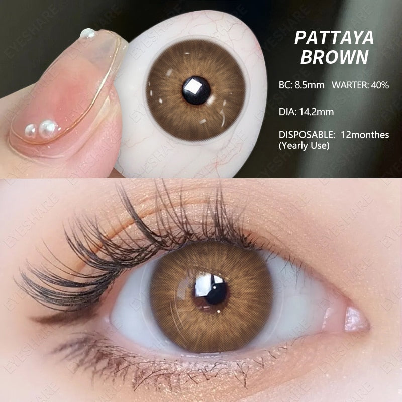 1 Pair Natural Color Contact Lenses for Eyes Beauty Pupils Gray Lenses Eye OMG 14.0mm Yearly Use Brown Contact Lenses