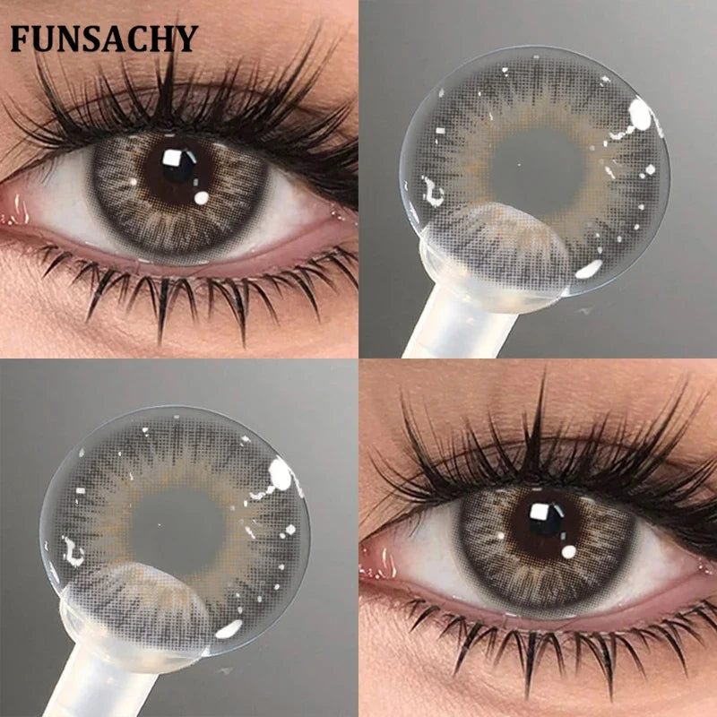 14.0mm Brown Colored Contacts Lens With Diopters Iris Gray Natural Contact Lens With Degree Yearly Softlen