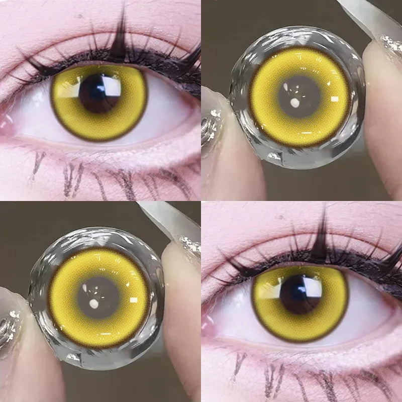 2pcs Color Contact Lenses Anime Golden Yellow Purple Pupil 6months Halloween Cute Eye Circle Lens 14.2mm