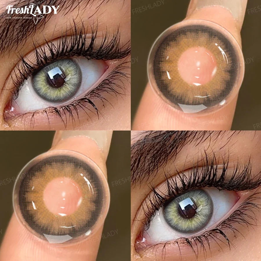 1 Pair Colored Contact Lenses Natural Pupils Eyes Soft lenses Gray Soft Contacts 14.20mm