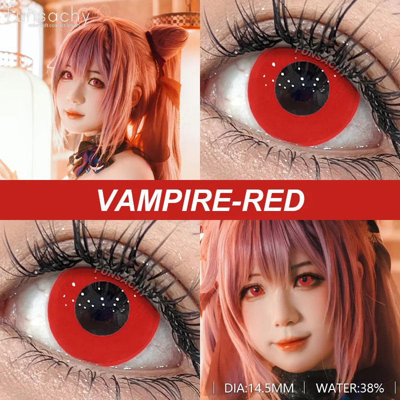 2pcs Hot Cosplay Contact Lenses for Eyes Black Eye Lenses Red Lens Eye Makeup for Halloween Anime Cosplay Crazy Lenses